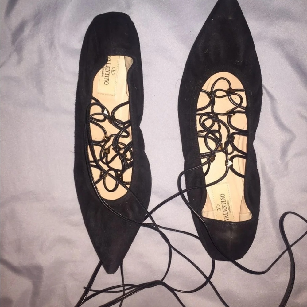 Valentino Garavani Rockstud Lace Up Flat